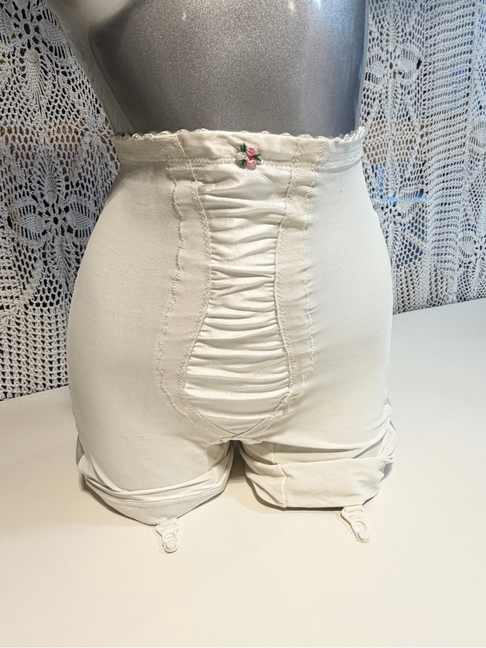 VINTAGE 60s bloomer girdle shapewear shorts undergarment slimming lingerie white - Picture 7 of 14